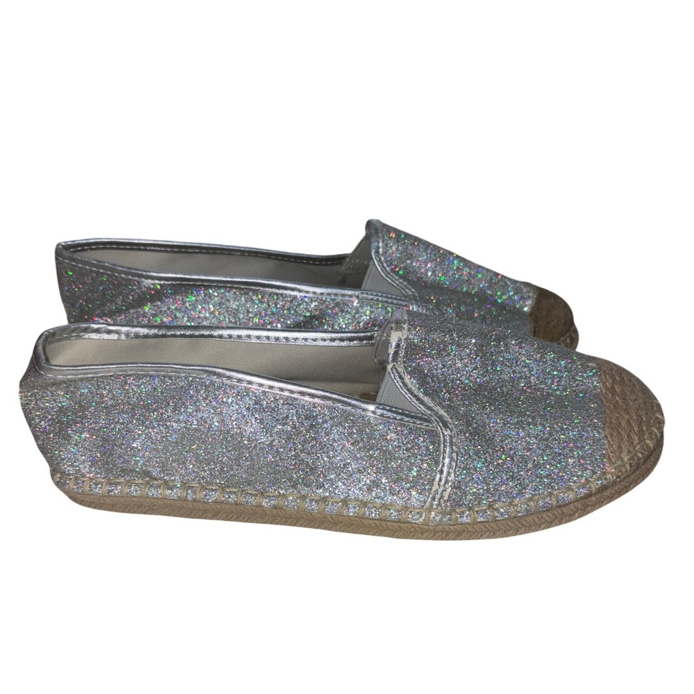 MIA Kids Silver Glitter Espadrille Slip-On Shoes – Girls Size 4 – New